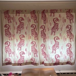 Brand new Anthropologie Tiger curtains! Pink in color 50”x63”.